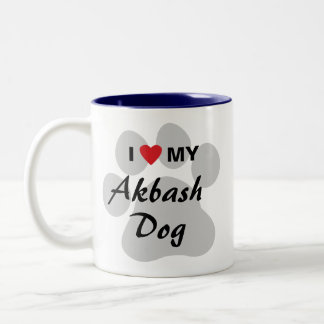 Caneca De Café Em Dois Tons Eu amo (coração) meu cão de Akbash