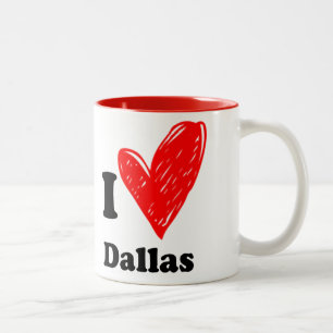 Caneca De Café Em Dois Tons Eu amo Dallas