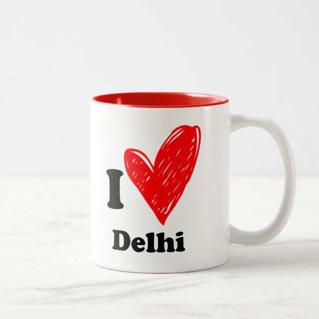Caneca De Café Em Dois Tons Eu amo Delhi (Direita)