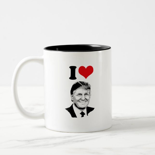 Caneca De Café Em Dois Tons Eu amo Donald Trump (Esquerda)