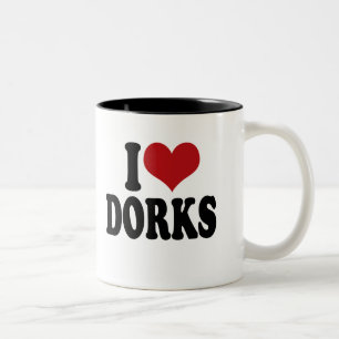 Caneca De Café Em Dois Tons Eu amo dorks