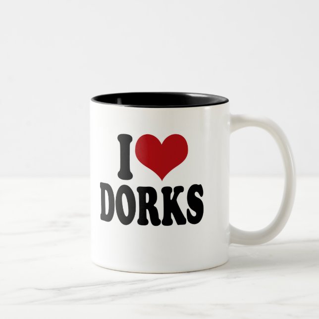 Caneca De Café Em Dois Tons Eu amo dorks (Direita)