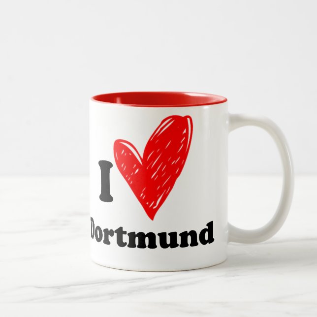 Caneca De Café Em Dois Tons Eu amo Dortmund (Direita)