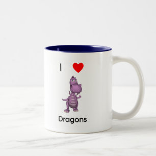 Caneca De Café Em Dois Tons Eu amo dragões