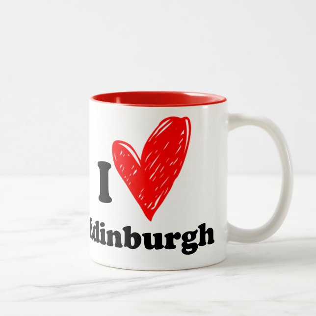 Caneca De Café Em Dois Tons Eu amo Edimburgo (Direita)