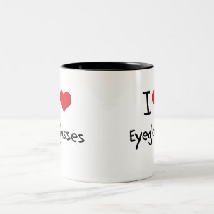 Caneca De Café Em Dois Tons Eu amo Eyeglasses