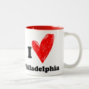 Caneca De Café Em Dois Tons Eu amo Filadélfia