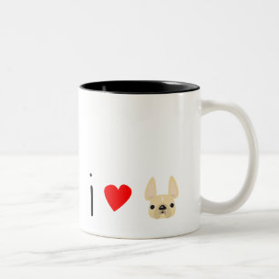 Caneca De Café Em Dois Tons Eu Amo Franceses / Cream