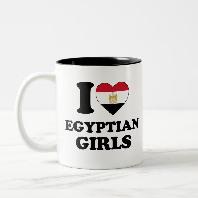 Caneca De Café Em Dois Tons Eu amo garotas egípcias (Esquerda)
