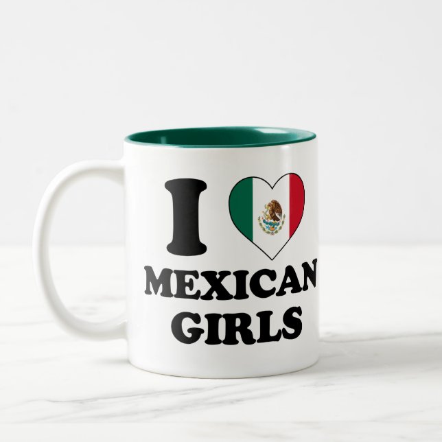 Caneca De Café Em Dois Tons Eu amo garotas mexicanas (Esquerda)