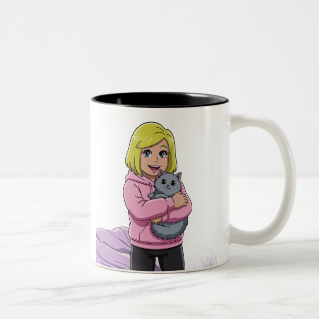 Caneca De Café Em Dois Tons Eu amo gato (Direita)
