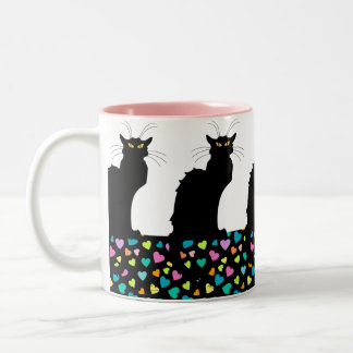 Caneca De Café Em Dois Tons Eu amo gatos