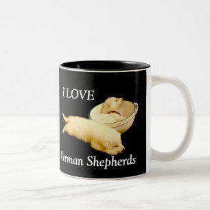 Caneca De Café Em Dois Tons EU AMO german shepherd