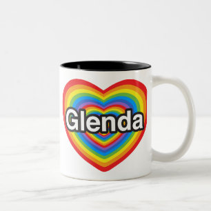 Caneca De Café Em Dois Tons Eu amo Glenda. Eu te amo Glenda. Coração