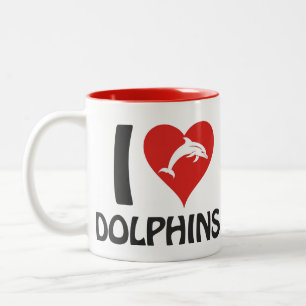 Caneca De Café Em Dois Tons Eu amo golfinhos