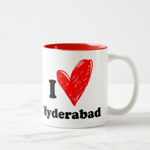 Caneca De Café Em Dois Tons Eu amo Hyderabad