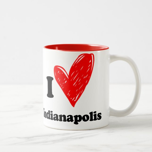 Caneca De Café Em Dois Tons Eu amo Indianápolis (Direita)