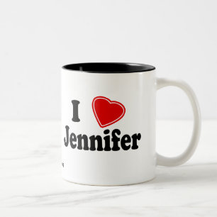 Caneca De Café Em Dois Tons Eu amo Jennifer