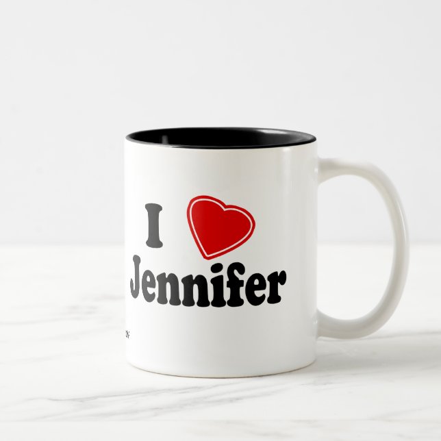 Caneca De Café Em Dois Tons Eu amo Jennifer (Direita)
