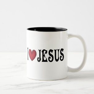 Caneca De Café Em Dois Tons Eu amo Jesus