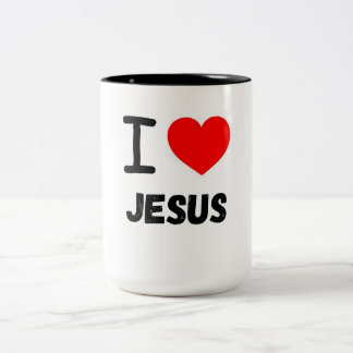 CANECA DE CAFÉ EM DOIS TONS EU AMO JESUS MUG