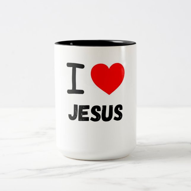 CANECA DE CAFÉ EM DOIS TONS EU AMO JESUS MUG (Centro)