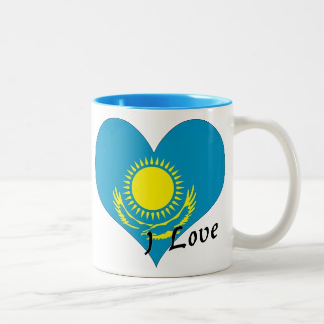 Caneca De Café Em Dois Tons Eu amo Kazakhstan (Direita)