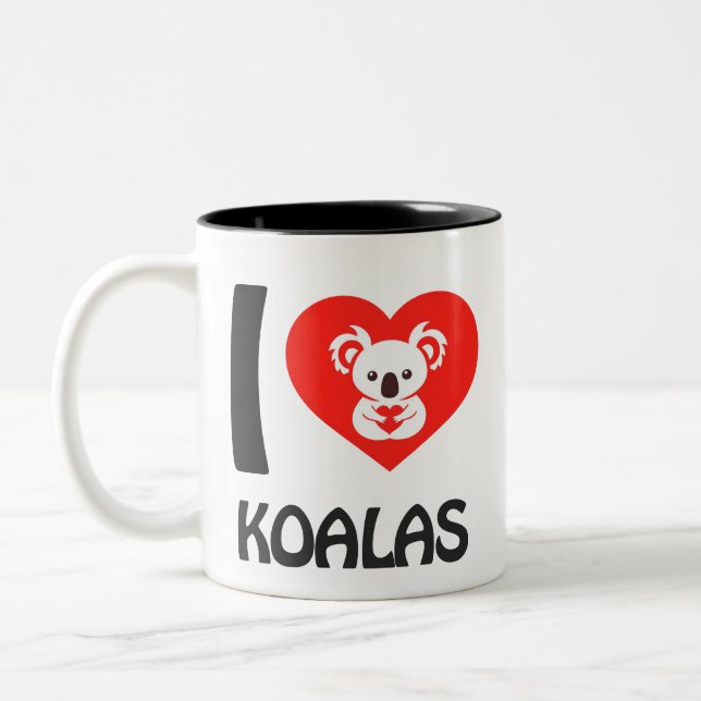 Caneca De Café Em Dois Tons Eu amo Koalas (Esquerda)