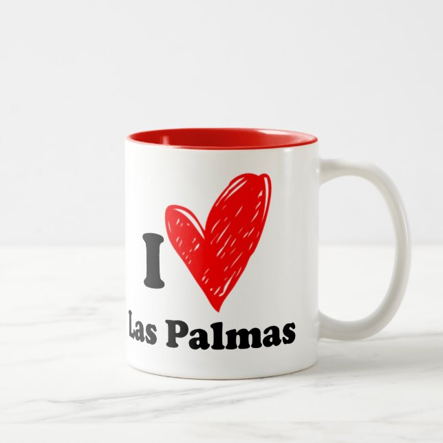 Caneca De Café Em Dois Tons Eu amo Las Palmas (Direita)