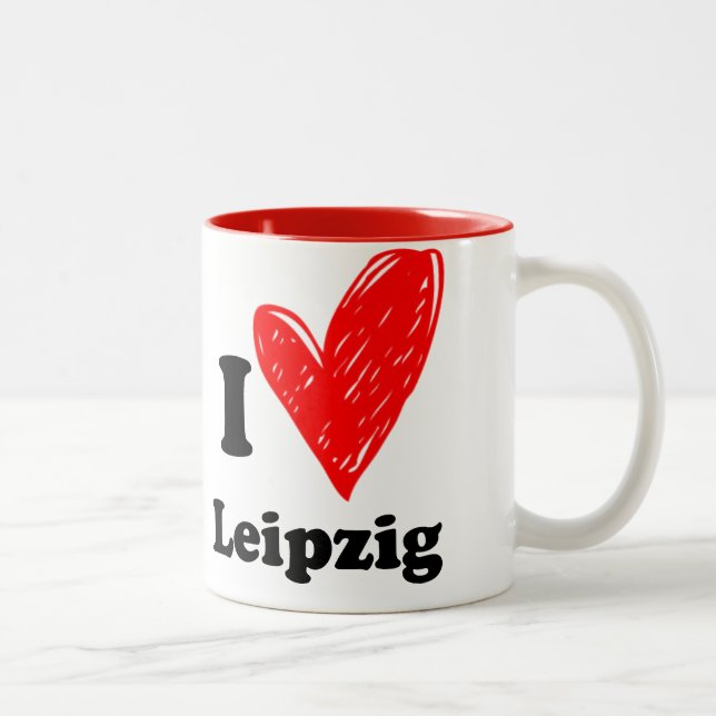 Caneca De Café Em Dois Tons Eu amo Leipzig (Direita)