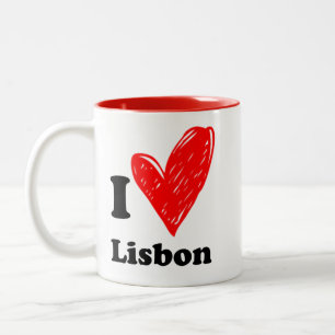 Caneca De Café Em Dois Tons Eu amo Lisboa