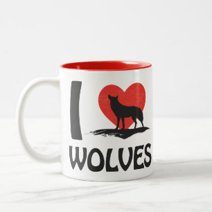 Caneca De Café Em Dois Tons Eu amo Lobos