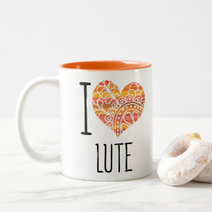Caneca De Café Em Dois Tons Eu Amo Lute Orange Mandala Heart