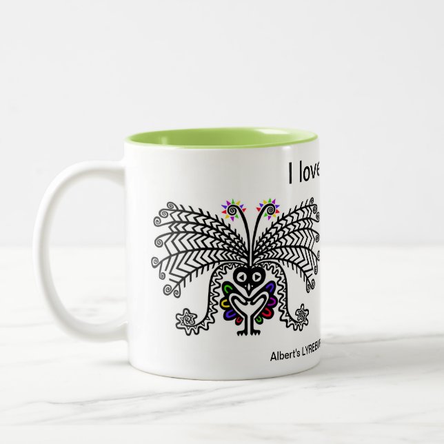 Caneca De Café Em Dois Tons Eu amo LyreBIRDS - Vida selvagem Austrália - Natur (Esquerda)