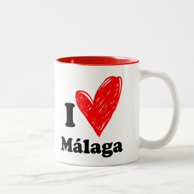 Caneca De Café Em Dois Tons Eu amo Málaga (Direita)