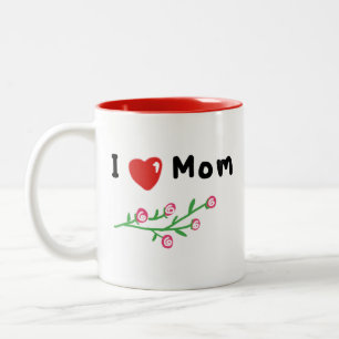 Caneca De Café Em Dois Tons Eu Amo Mamãe Simples T-shirts Gráficas Desenhadas