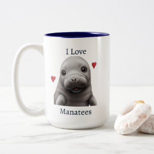Caneca De Café Em Dois Tons Eu Amo Manatees Mug