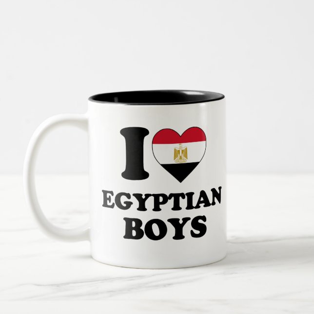 Caneca De Café Em Dois Tons Eu amo meninos egípcios (Esquerda)
