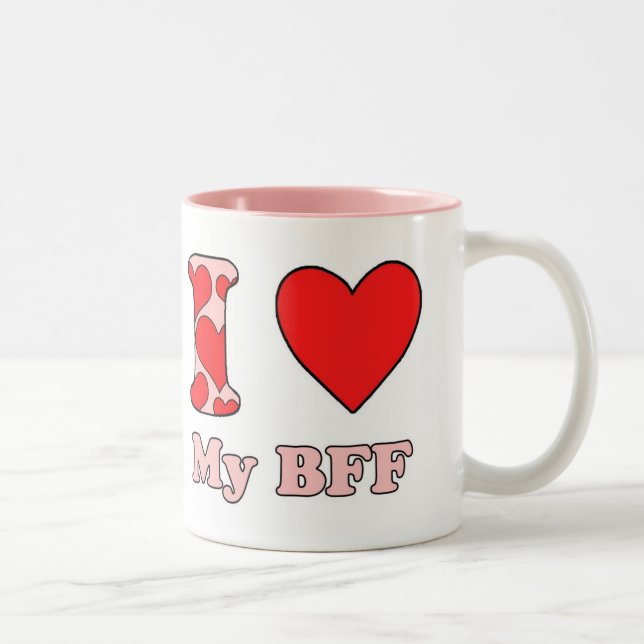 Caneca De Café Em Dois Tons Eu amo meu BFF (Direita)