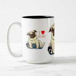 Caneca De Café Em Dois Tons Eu Amo Meu Cachorro