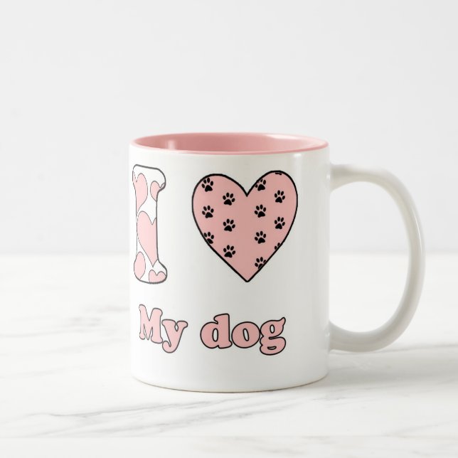 Caneca De Café Em Dois Tons Eu amo meu cachorro (Direita)