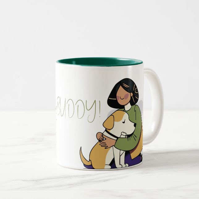 Caneca De Café Em Dois Tons Eu Amo Meu Cachorro - Edição Feminino 2 (Frente Esquerda)