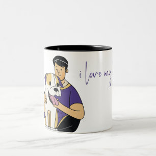 Caneca De Café Em Dois Tons Eu Amo Meu Cachorro - Edição Masculina