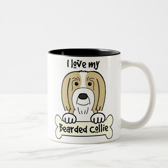 Caneca De Café Em Dois Tons Eu amo meu Collie farpado (Direita)