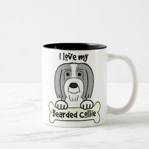 Caneca De Café Em Dois Tons Eu amo meu Collie farpado