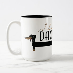 Caneca De Café Em Dois Tons Eu amo meu Dachshund