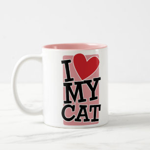 Caneca De Café Em Dois Tons Eu amo meu gato