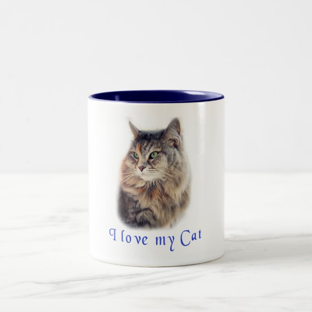 Caneca De Café Em Dois Tons Eu amo meu gato (Centro)