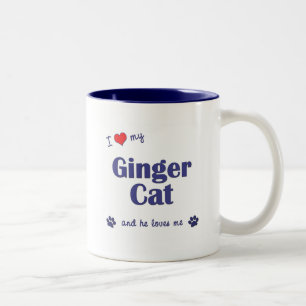 Caneca De Café Em Dois Tons Eu amo meu gato do gengibre (o gato masculino)