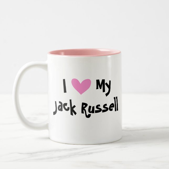 Caneca De Café Em Dois Tons Eu amo meu Jack Russell Terrier (Esquerda)